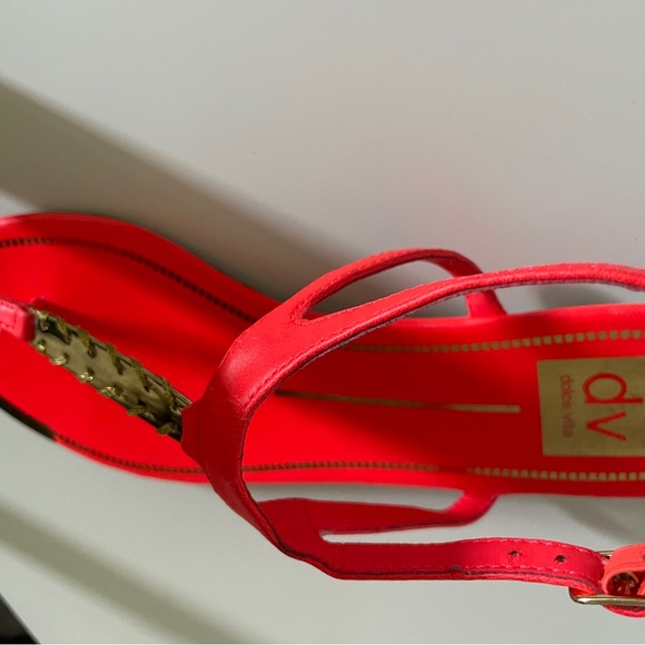 Dolce Vita Neon Red and Gold Sandals - Picture 4 of 8